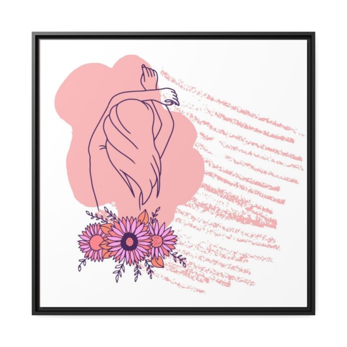 Pink Abstract Shapes and a Pink Frame Framed Canvas - Image 2