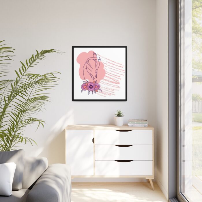 Pink Abstract Shapes and a Pink Frame Framed Canvas - Image 4