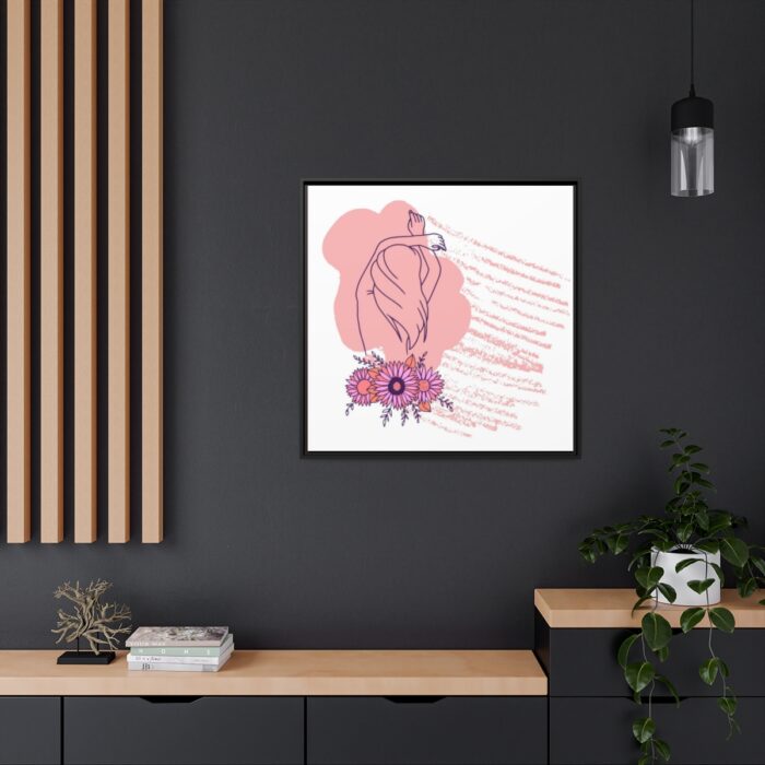 Pink Abstract Shapes and a Pink Frame Framed Canvas - Image 5