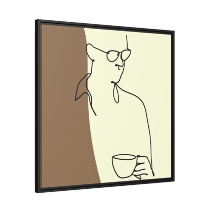 Man Holding a Cup of Coffee Framed Canvas