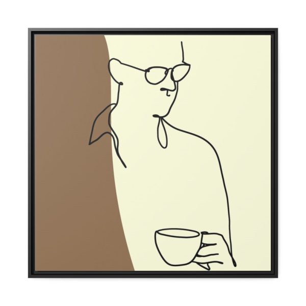 88302-266.jpg Man Holding a Cup of Coffee Framed Canvas