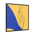 Line Art Drawing of a Woman Standing Framed Canvas