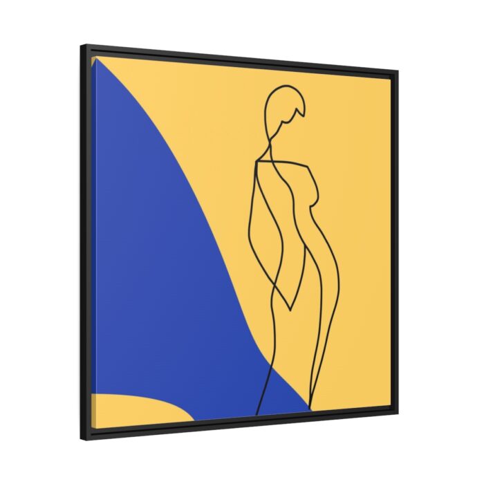 Line Art Drawing of a Woman Standing Framed Canvas - Image 1