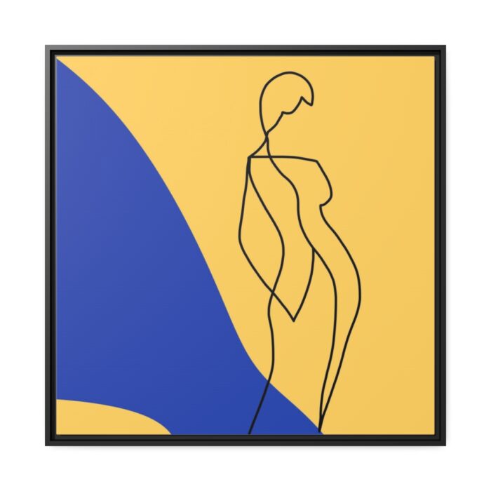 Line Art Drawing of a Woman Standing Framed Canvas - Image 2