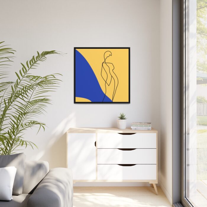 Line Art Drawing of a Woman Standing Framed Canvas - Image 4