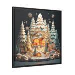 Christmas Tree House Framed Canvas