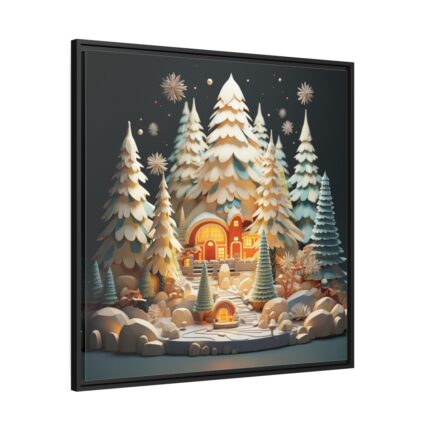 Christmas Tree House Framed Canvas
