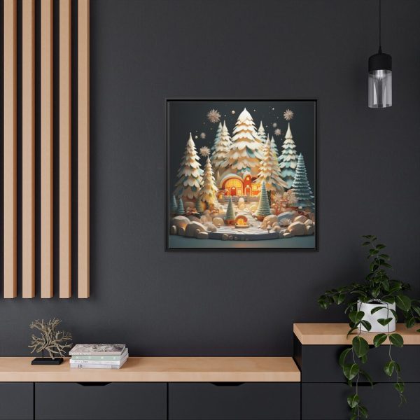 Christmas Tree House Framed Canvas