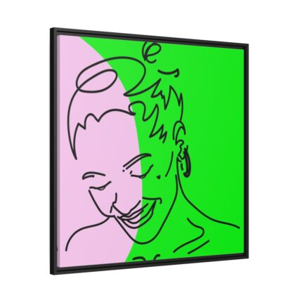 Woman Smiling and Looking Down Framed Canvas