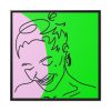 88302-321.jpg Woman Smiling and Looking Down Framed Canvas