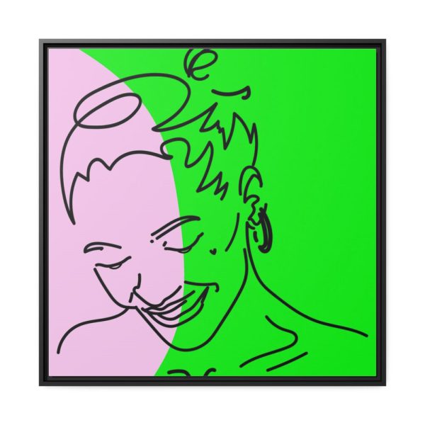 88302-321.jpg Woman Smiling and Looking Down Framed Canvas