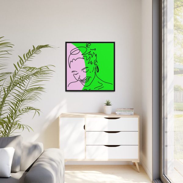 88302-323.jpg Woman Smiling and Looking Down Framed Canvas