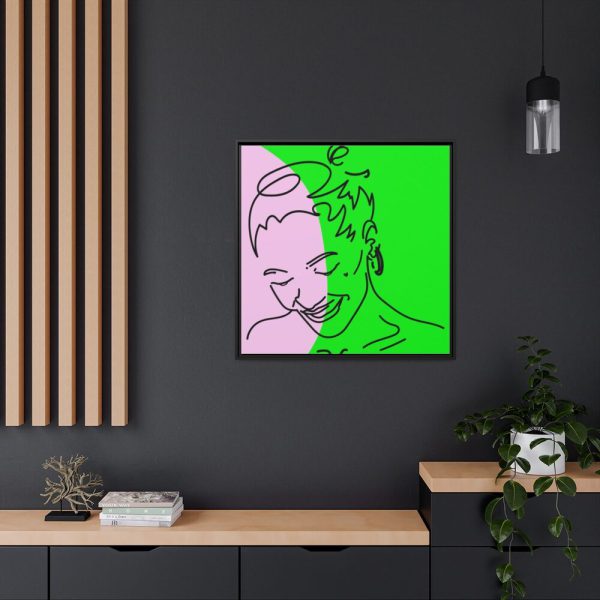 88302-324.jpg Woman Smiling and Looking Down Framed Canvas