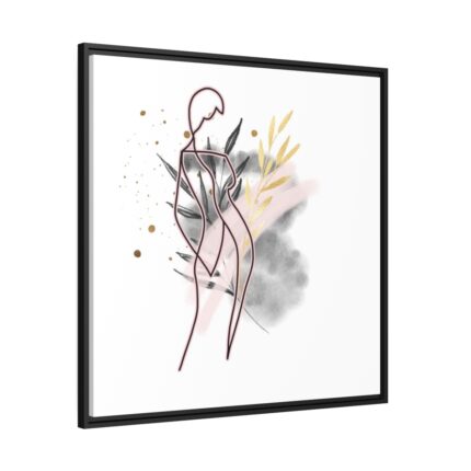 Plant Composition and a Pink and Black Line Art Framed Canvas