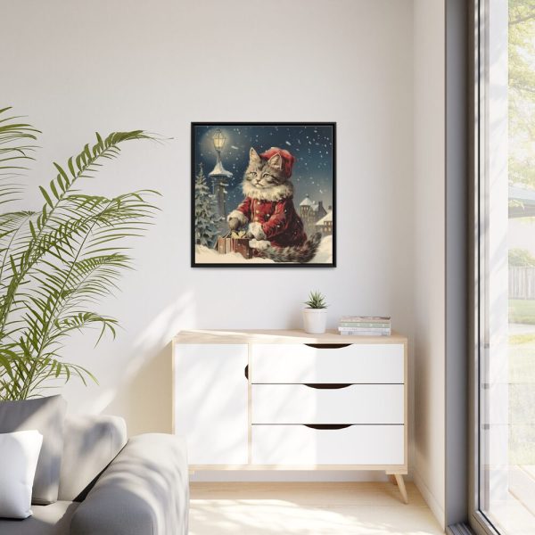 88302-388.jpg Winter Christmas Cat Framed Canvas
