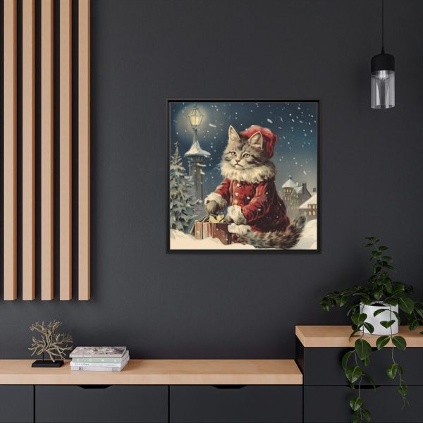 88302-389.jpg Winter Christmas Cat Framed Canvas