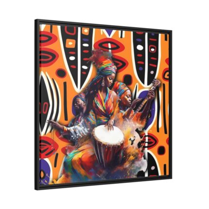 Native African Musicians Framed Canvas