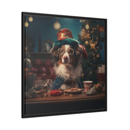 Funny Christmas Dog Framed Canvas