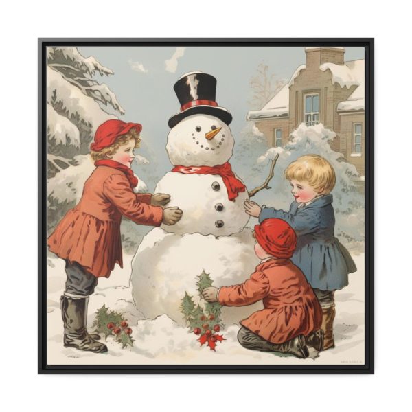 88302-401.jpg Vintage Children Building A Snowman Framed Canvas