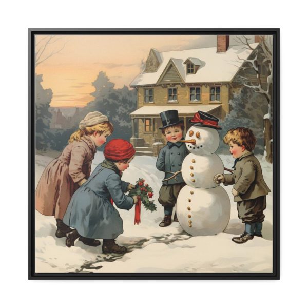 88302-416.jpg LIittle Children With Snowman Framed Canvas