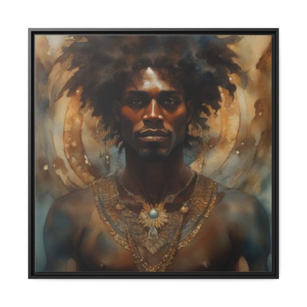 African Man Drawn In Watercolor Framed Canvas