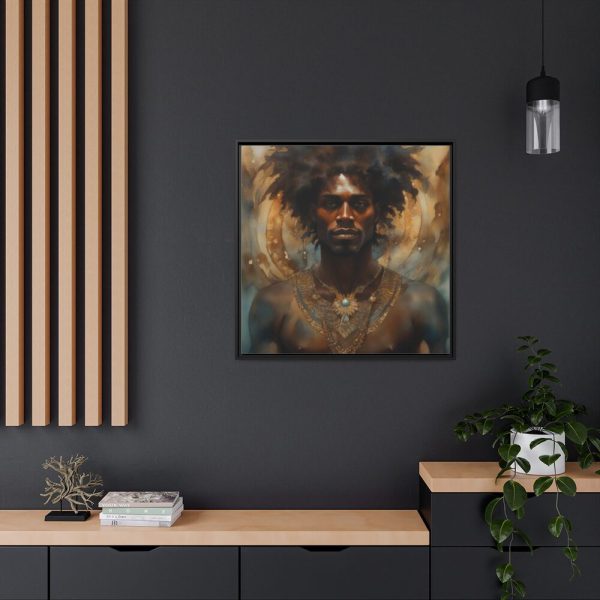 African Man Drawn In Watercolor Framed Canvas