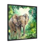 Elephant in African Jungle Framed Canvas