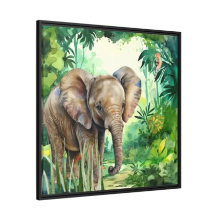 Elephant in African Jungle Framed Canvas