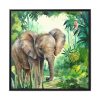 Elephant in African Jungle Framed Canvas