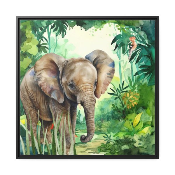 Elephant in African Jungle Framed Canvas