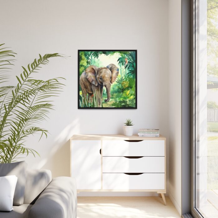 Elephant in African Jungle Framed Canvas - Image 4