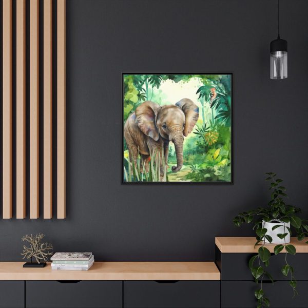 Elephant in African Jungle Framed Canvas