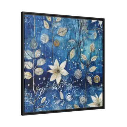 Blue Floral Seamless Pattern Framed Canvas