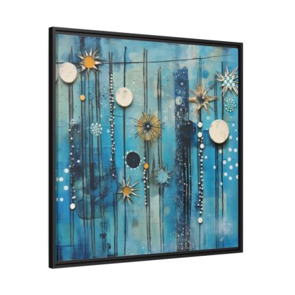 Geometric Abstract Blue Painting Framed Canvas