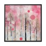 Whimsical Pink Winter Forest Art Framed Canvas - Image 2