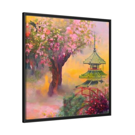 Japanese Pear Blossom Garden Art Framed Canvas