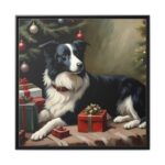 Border Collie Vintage Christmas Framed Canvas - Image 2