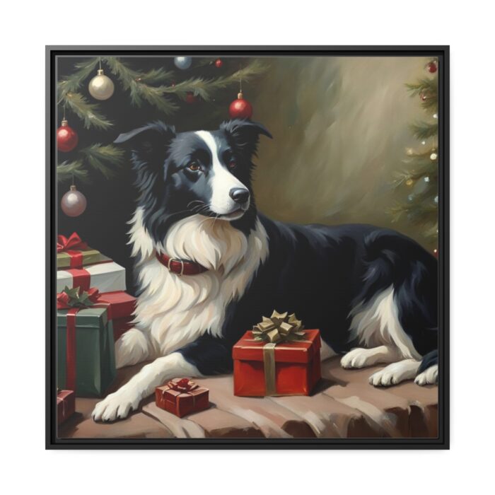 Border Collie Vintage Christmas Framed Canvas - Image 2