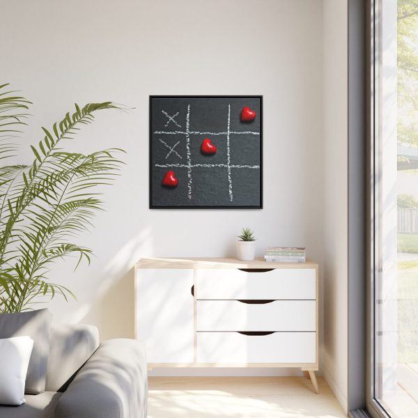 Tic Tac Toe Love Heart Framed Canvas