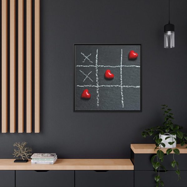 Tic Tac Toe Love Heart Framed Canvas