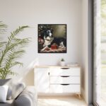 Border Collie Vintage Christmas Framed Canvas - Image 4