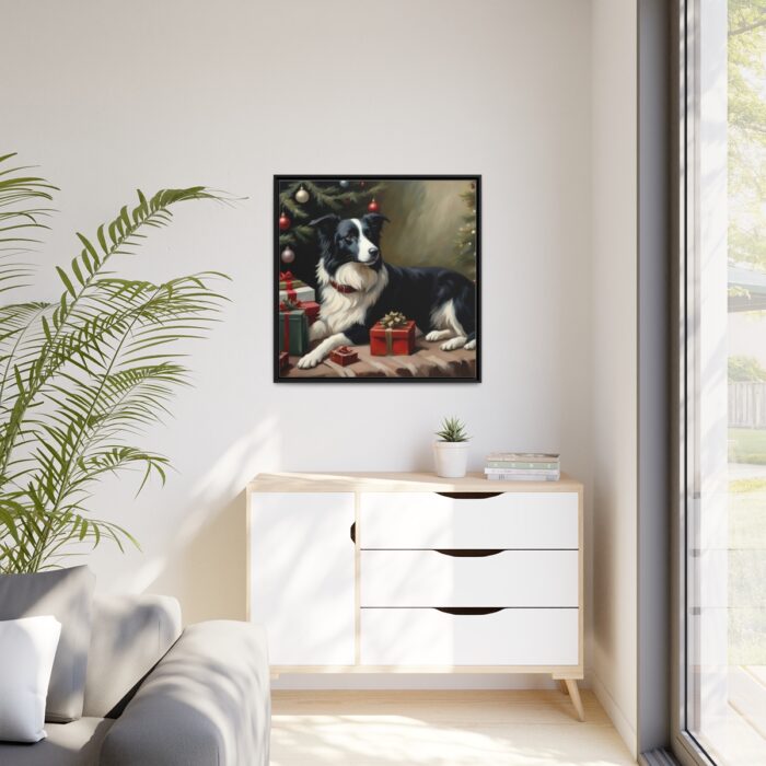 Border Collie Vintage Christmas Framed Canvas - Image 4