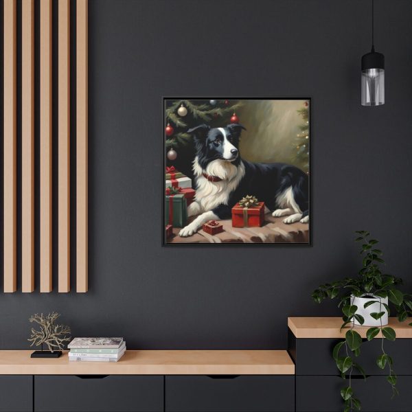 88302-49.jpg Border Collie Vintage Christmas Framed Canvas