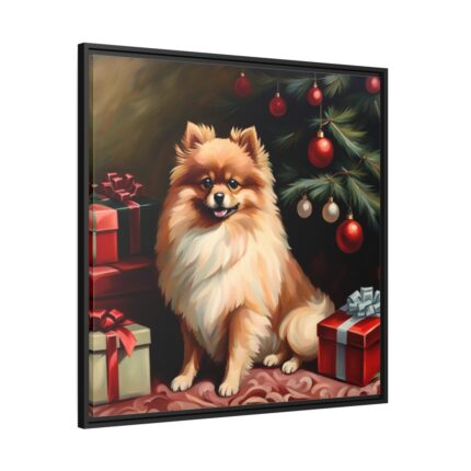 Pomeranian Vintage Christmas Framed Canvas