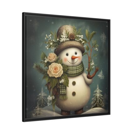 Christmas Snowman Framed Canvas