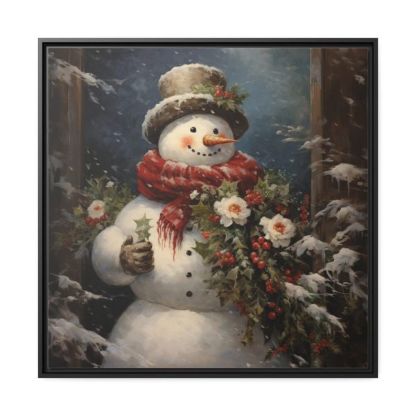 88302-76.jpg Snowman with Flowers Framed Canvas