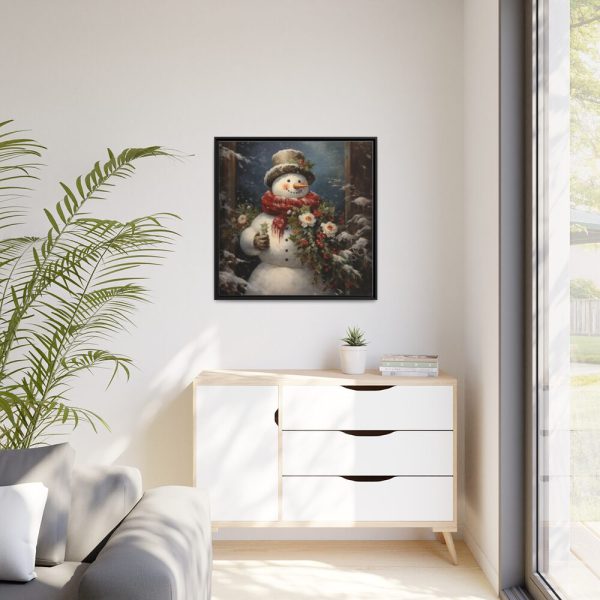 88302-78.jpg Snowman with Flowers Framed Canvas
