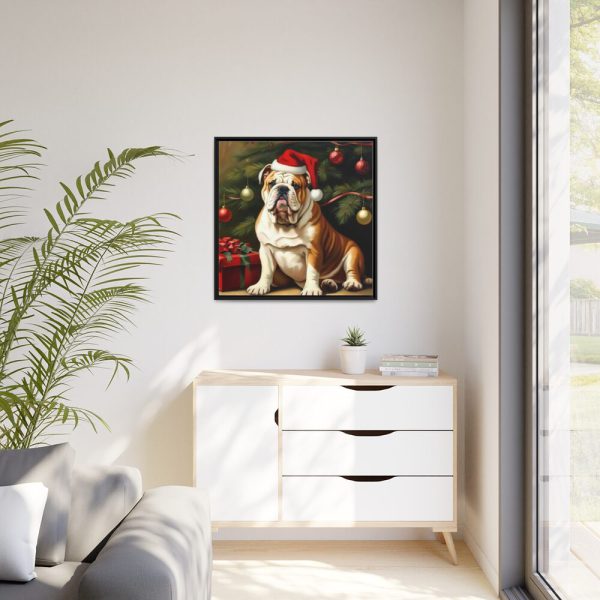 88302-93.jpg English Bulldog Vintage Christmas Framed Canvas