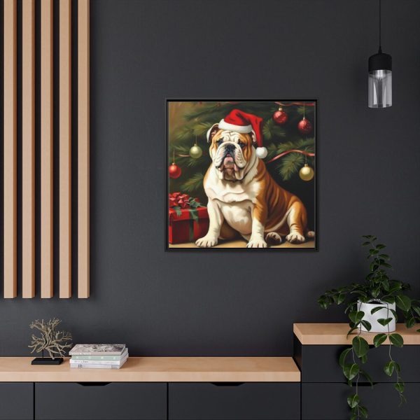 88302-94.jpg English Bulldog Vintage Christmas Framed Canvas