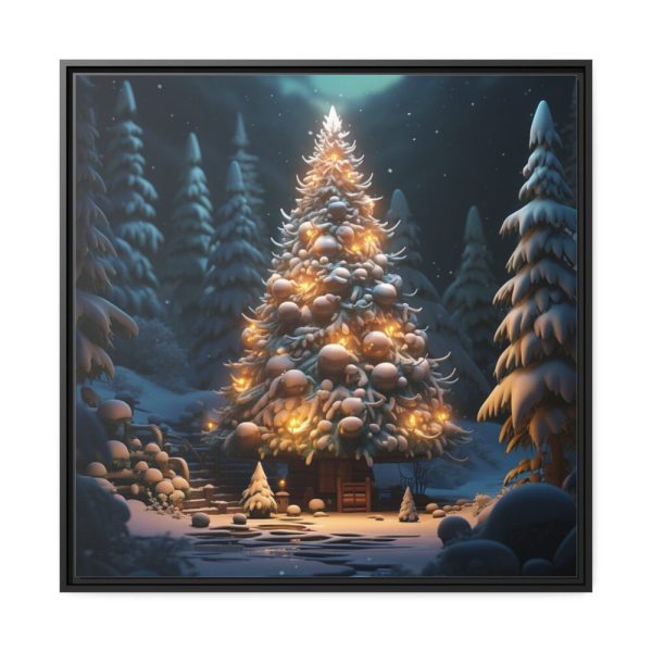 Christmas Tree House Framed Canvas